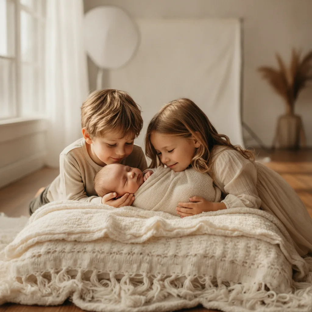 Photo nouveau-né avec frère et soeur – Nos astuces de pro - photo nouveau ne frere soeur