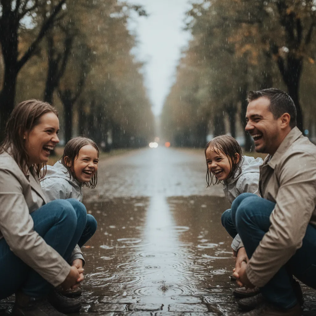 photo de famille sous la pluie photo de famille sous la pluie